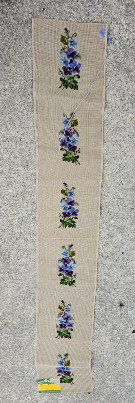 Vintage Bucilla Embroidered Floral Tapestry Wall Hanger Unfinished 64